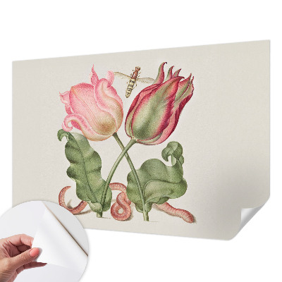 Mural de pared con estampado hermoso con diseño de tulipanes que resalta la belleza floral