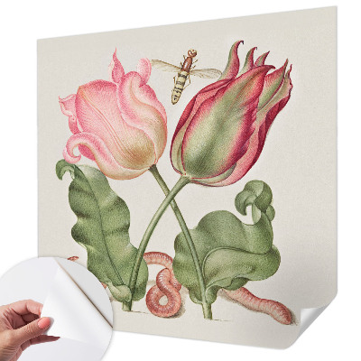 Mural de pared con estampado hermoso con diseño de tulipanes que resalta la belleza floral