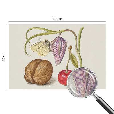 Papel mural con patrón decorativo planta mariposa