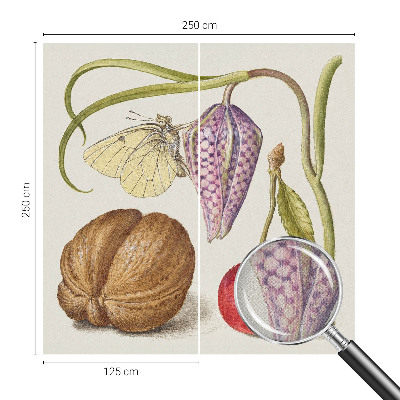 Papel mural con patrón decorativo planta mariposa