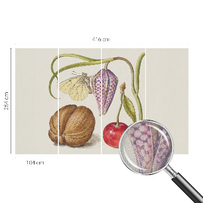 Papel mural con patrón decorativo planta mariposa