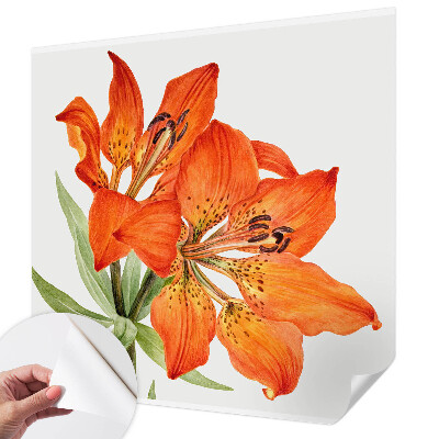 Mural de pared con estampado hermoso lirio naranja