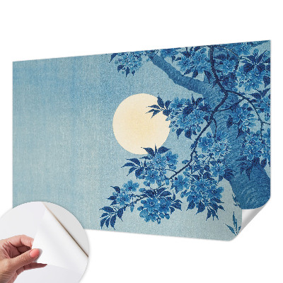 Papel mural texturado decorativo con motivo de luna de flores
