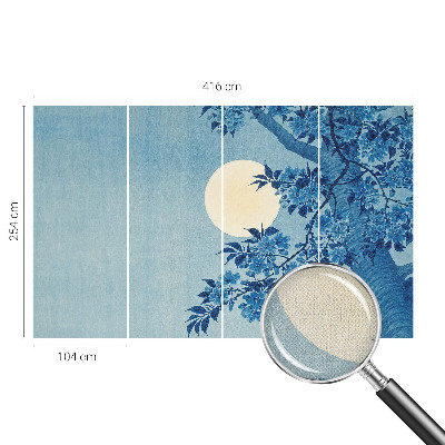 Papel mural texturado decorativo con motivo de luna de flores