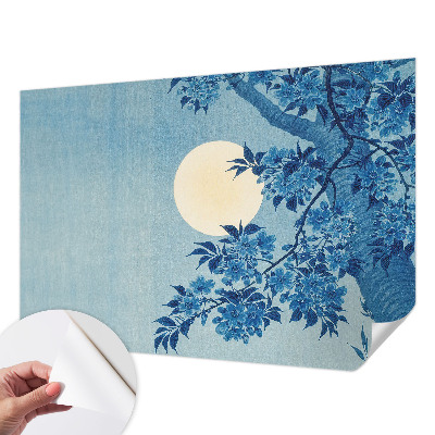 Papel mural texturado decorativo con motivo de luna de flores
