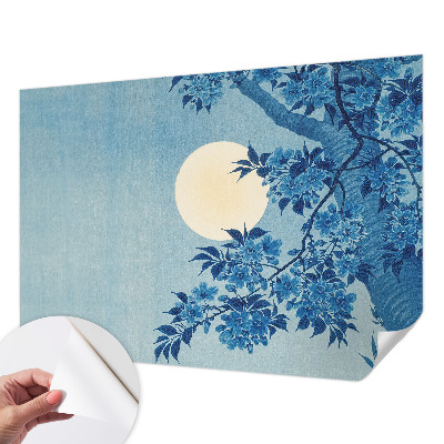 Papel mural texturado decorativo con motivo de luna de flores
