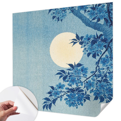 Papel mural texturado decorativo con motivo de luna de flores