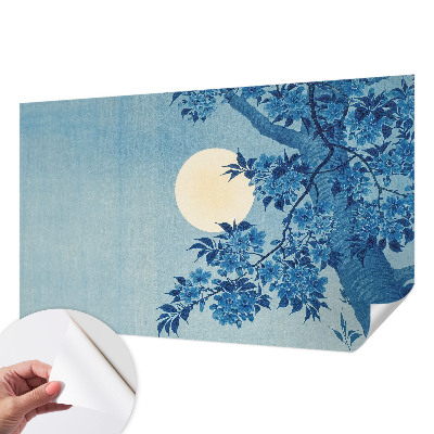 Papel mural texturado decorativo con motivo de luna de flores