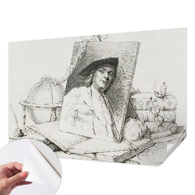 Papel mural con patrón decorativo con un retrato artístico