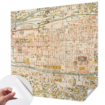 Fotomural decorativo para cabecero de cama con motivo de mapa antiguo