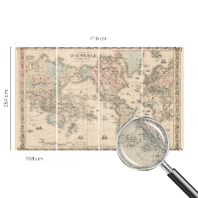 Mural de pared con estampado hermoso con un mapa histórico como motivo