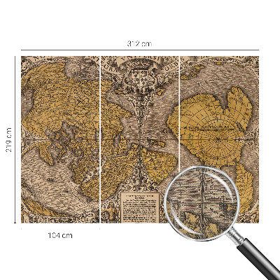 Papel mural texturado decorativo con diseño de cartografía histórica