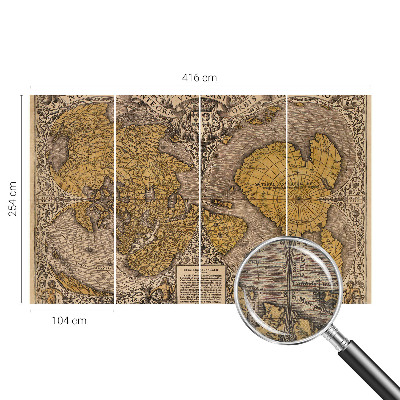 Papel mural texturado decorativo con diseño de cartografía histórica