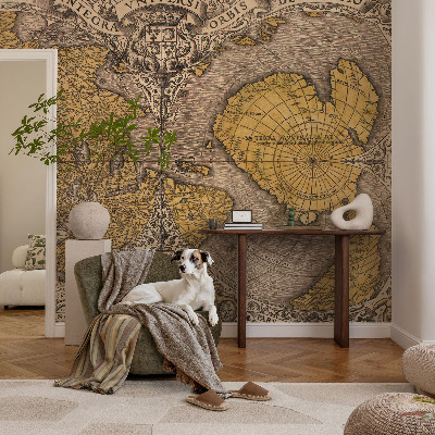Papel mural texturado decorativo cartografía histórica