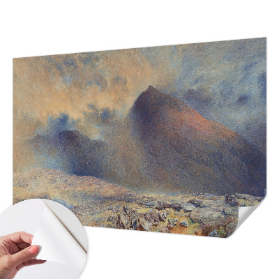 Papel mural con patrón decorativo con un diseño de paisaje de montaña