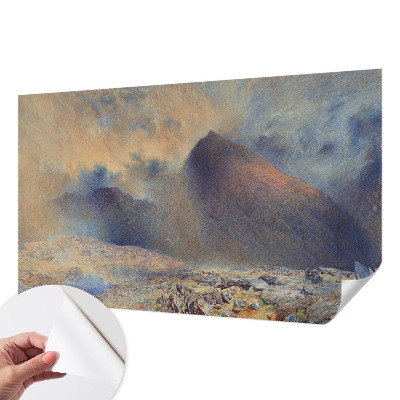 Papel mural con patrón decorativo paisaje de montaña