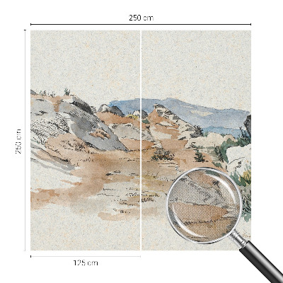 Papel mural con patrón decorativo con un paisaje rocoso