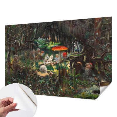 Mural de pared con estampado hermoso con un diseño de bosque de cuento de hadas