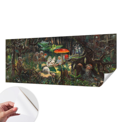 Mural de pared con estampado hermoso con un diseño de bosque de cuento de hadas