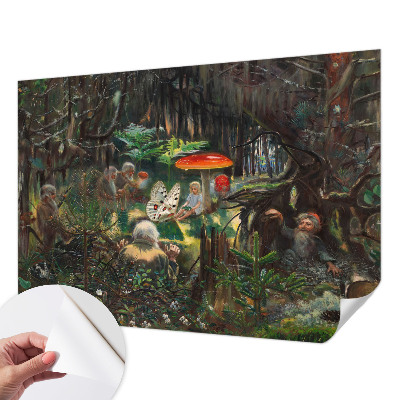 Mural de pared con estampado hermoso con un diseño de bosque de cuento de hadas