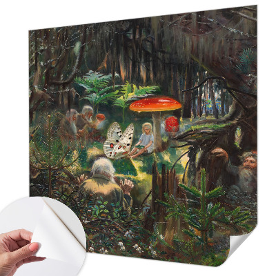 Mural de pared con estampado hermoso con un diseño de bosque de cuento de hadas