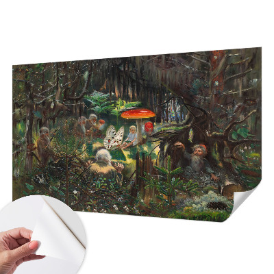 Mural de pared con estampado hermoso con un diseño de bosque de cuento de hadas