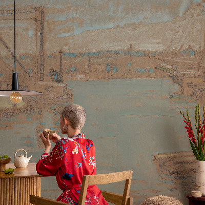 Mural de pared con estampado hermoso Vistas del puerto