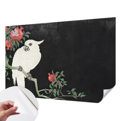 Papel mural texturado decorativo con diseño de loro granado