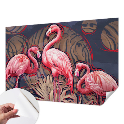 Papel mural con patrón decorativo con motivos de flamencos rosas