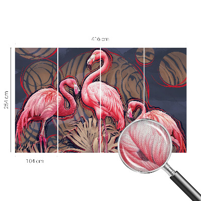 Papel mural con patrón decorativo con motivos de flamencos rosas