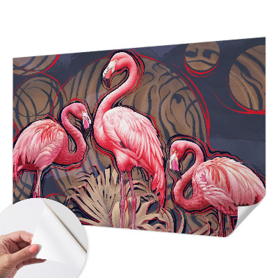 Papel mural con patrón decorativo con motivos de flamencos rosas