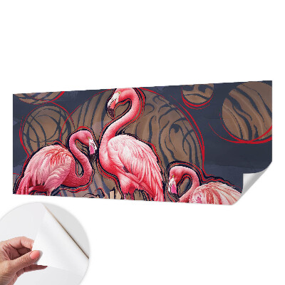 Papel mural con patrón decorativo con motivos de flamencos rosas