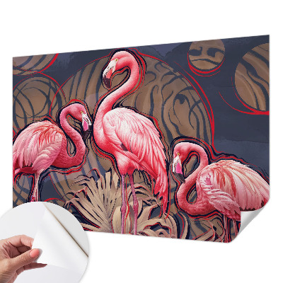 Papel mural con patrón decorativo con motivos de flamencos rosas