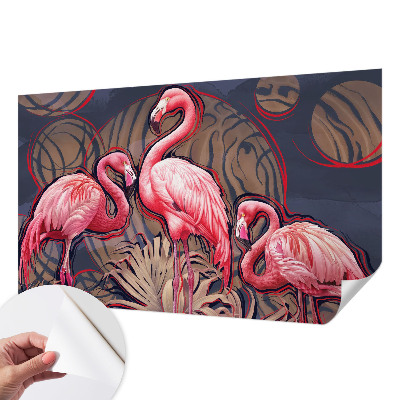 Papel mural con patrón decorativo con motivos de flamencos rosas