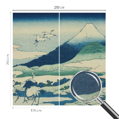 Papel mural texturado decorativo Grullas y montañas