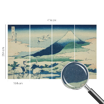 Papel mural texturado decorativo Grullas y montañas