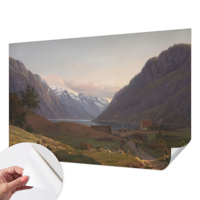 Mural de pared con estampado hermoso con motivo de panorama de montaña