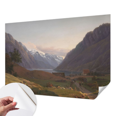 Mural de pared con estampado hermoso con motivo de panorama de montaña