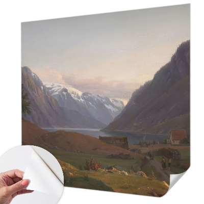 Mural de pared con estampado hermoso con motivo de panorama de montaña
