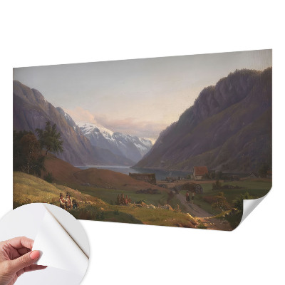 Mural de pared con estampado hermoso con motivo de panorama de montaña