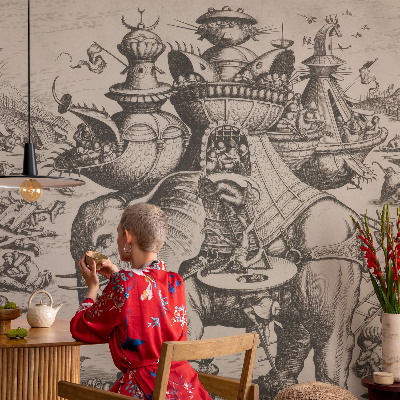 Fotomural decorativo para cabecero de cama Una batalla grotesca