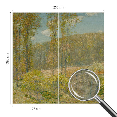 Papel mural con patrón decorativo con un motivo de paisaje forestal