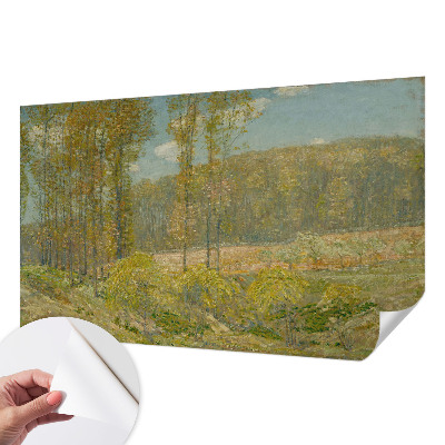 Papel mural con patrón decorativo con un motivo de paisaje forestal