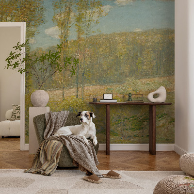Papel mural con patrón decorativo paisaje forestal