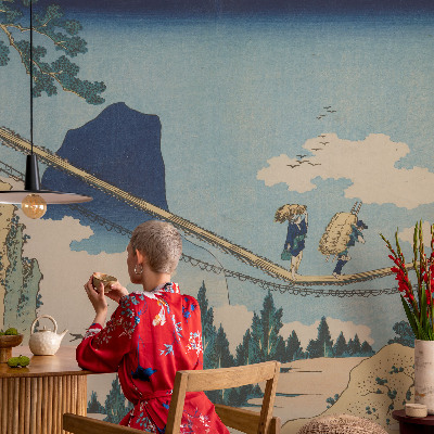 Mural de pared con estampado hermoso Puente de montaña