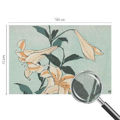 Fotomural decorativo para cabecero de cama con un motivo de lirios delicados