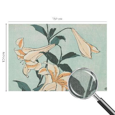 Fotomural decorativo para cabecero de cama con un motivo de lirios delicados