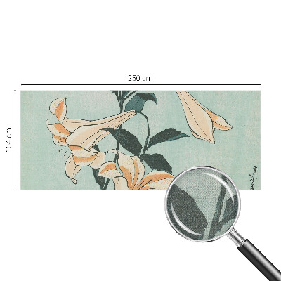 Fotomural decorativo para cabecero de cama con un motivo de lirios delicados