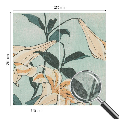 Fotomural decorativo para cabecero de cama con un motivo de lirios delicados