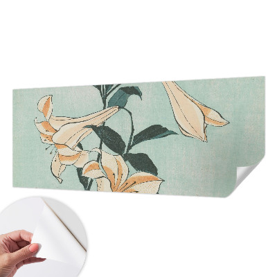 Fotomural decorativo para cabecero de cama con un motivo de lirios delicados
